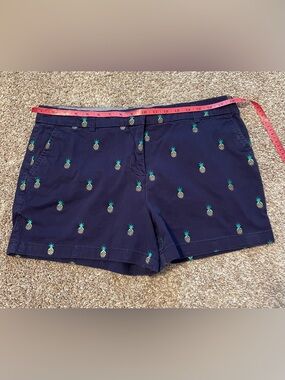 Cambridge Dry Goods Navy Pineapple Print Shorts size 12 EUC